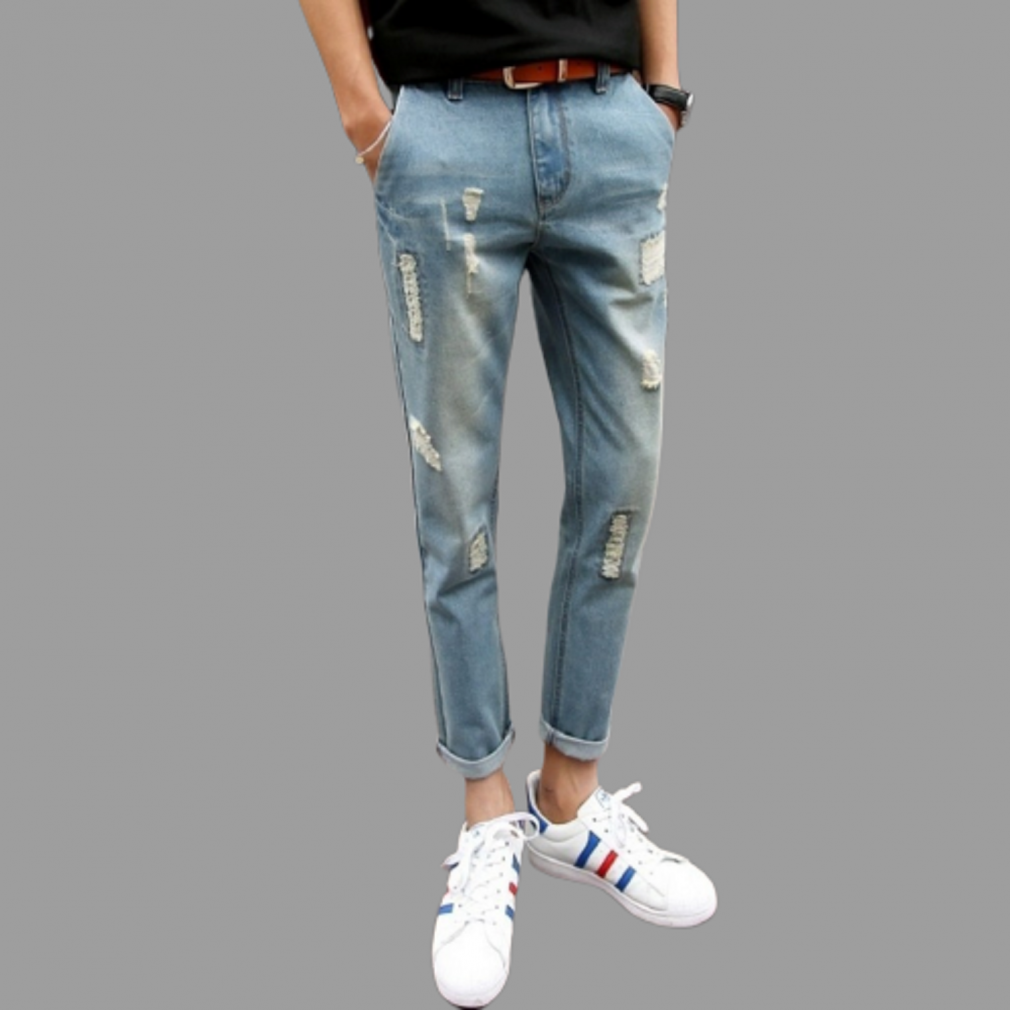 Royal Spider Sky Blue classic damage jeans for mens