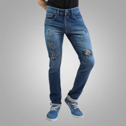 Denim Vistara Men's Torn Slim Fit Blue Jeans