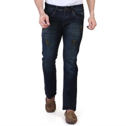 Denim Vistara Men's Green DX Slim Fit Ankle Length Torn Jeans