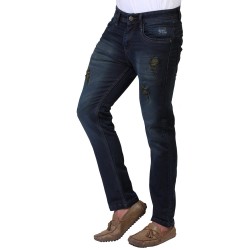 Denim Vistara Men's Green DX Slim Fit Ankle Length Torn Jeans