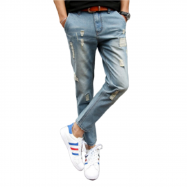 Royal Spider Sky Blue Torn Jeans For Men's