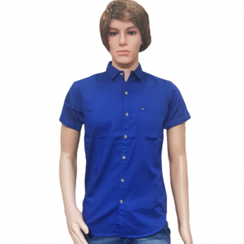 Men's Blue Satin Party Wear Shirts
