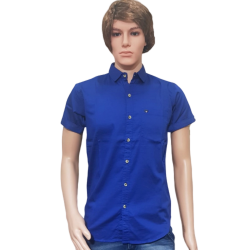 Men's Blue Satin Party Wear Shirts