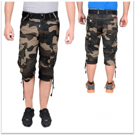 Men's Cotton Army 3/4th Shorts