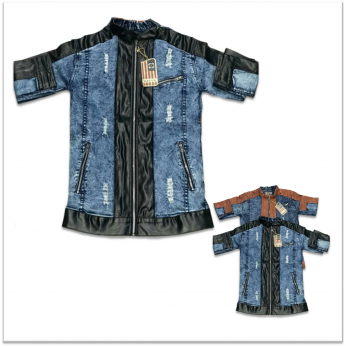 DVG - Fashion Leather Denim jacket For Mean's DV-D1007