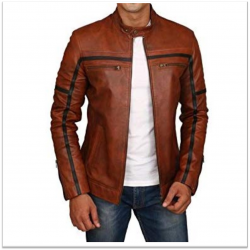 Royal Spider - Black Brown Pure Leather Jacket For Men