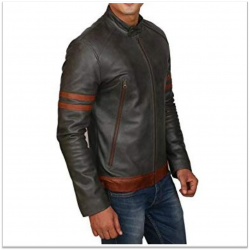 Royal Spider - Men Grey Black Pure Leather Jacket