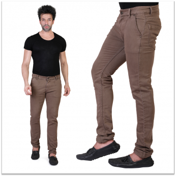 Sale Denim Vistara Men's Brown Slim Fit Jeans