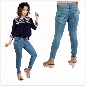 Wholesale price Denim Vistara Womens Slim Fit Black Colored Jeans