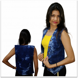 Denim Vistara Printed sleeveless Women denim jacket 