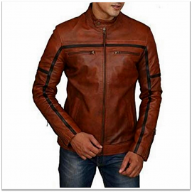 Royal Spider - Black Brown Pure Leather Jacket For Men