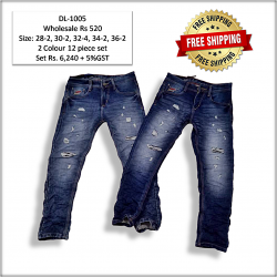 Wholesale Men Stretchable Damage Jeans