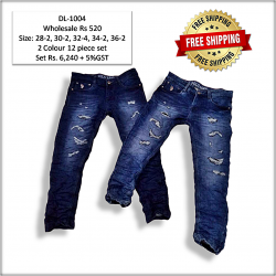 Wholesale Men Regular Fit Stretchable Damage Jeans DL-1004