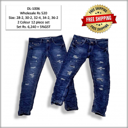 Wholesale Men Stretchable Damage Jeans