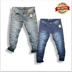 Wholesale Rs. Wrinkle Men Jeans 2 Colours Set