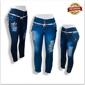 Women Classic 4 Button High Waist Skinny Jeans SU-100