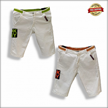 Men White Solid Slim Fit Chino Shorts GTU-0031