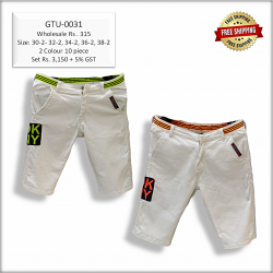 Men White Solid Slim Fit Chino Shorts