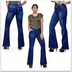 Women Patch Flare Jeans Bell Bottom
