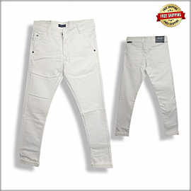 Men White Stretchable Ripped Jeans DS102