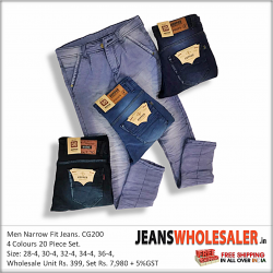 Men Narrow Fit Jeans 4 Colour Set.