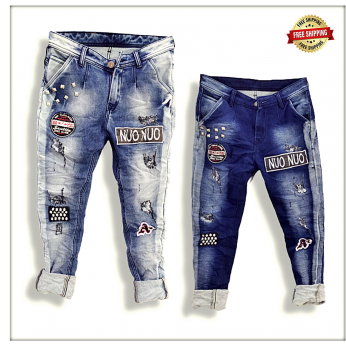 Mens Funky Patch Denim Jeans