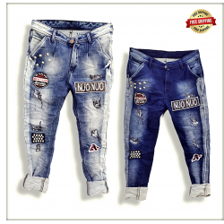 Mens Funky Patch Denim Jeans