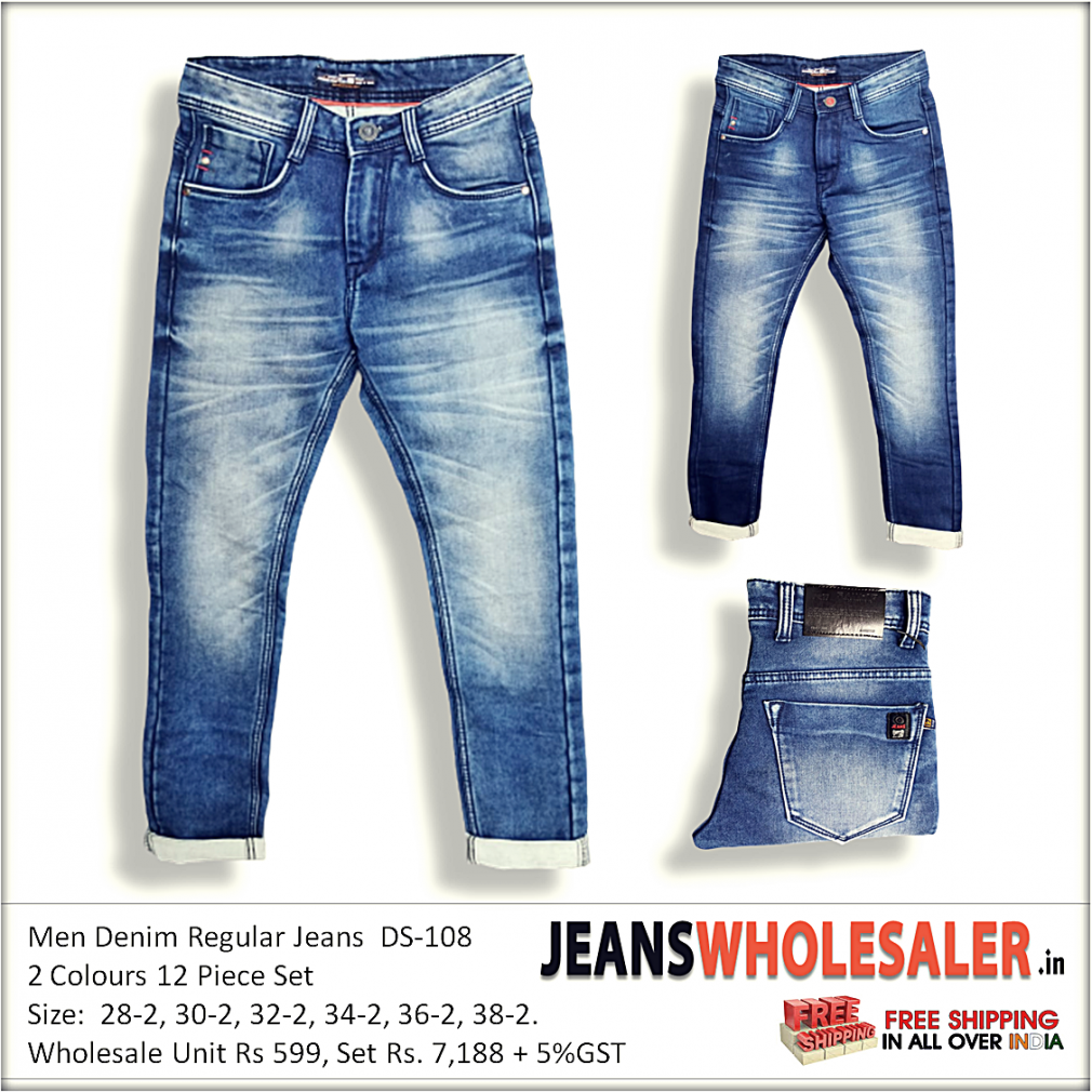 Buy Wholesale RAW-17 Men Blue Slim Fit Mid Rise Clean Look Jeans india