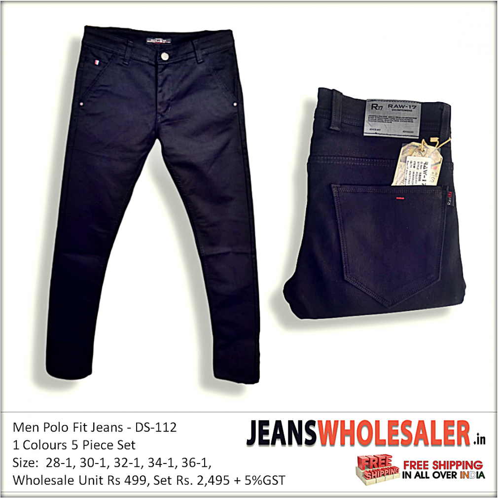Buy RAW-17 Mens Black Polo Fit Denim Jeans Wholesale Price in india.