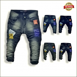 Men Funky Jeans With Patches Wholesale Price WJ1216