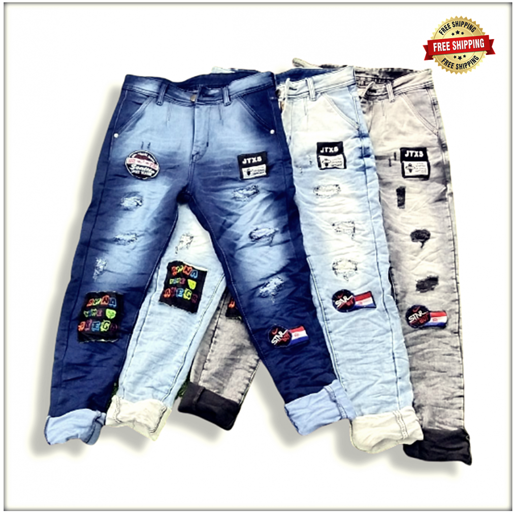 Blue Mens Ankle Length Damaged Jeans at Best Price in New Delhi | Sonu  Fashion