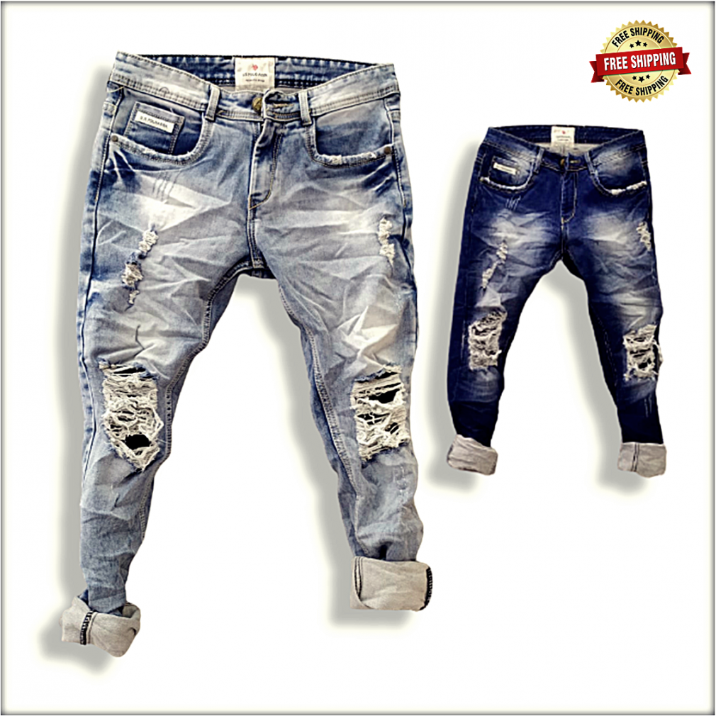 Regular Fit Men Printed Damage Jeans, Blue at Rs 440/piece in Maheshtala |  ID: 22989458155