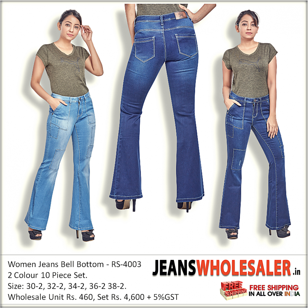 Buy Wholersale Royal Spider Women Patch Jeans Stretchable Bell Bottom