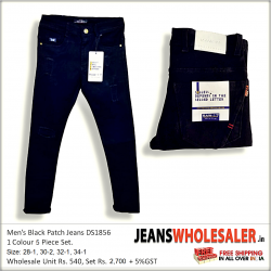 Black Patch Jeans Mens DS1856