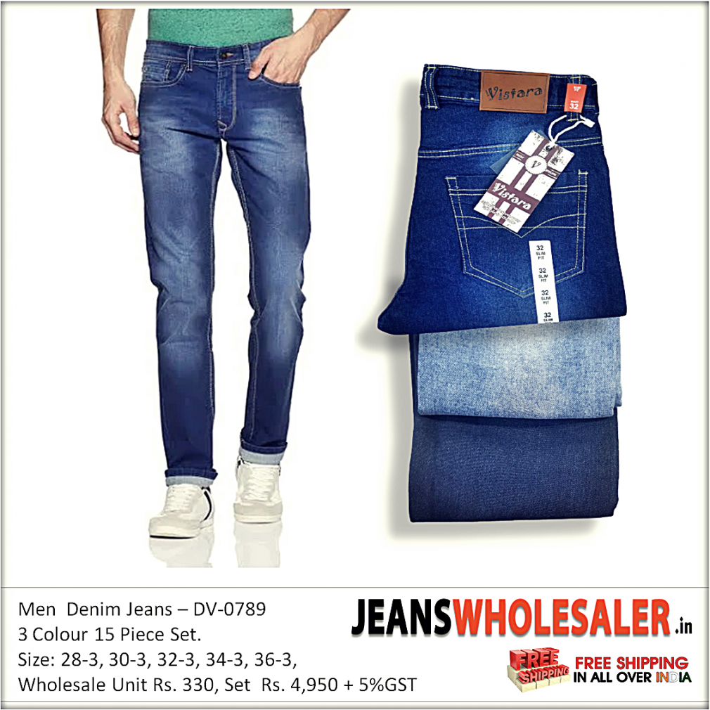 Buy Denim Vistara Wholesale Men Regular Fit Mid Rise Clean Look Jeans