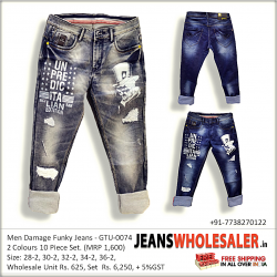 Mens Ripped Printed Jeans