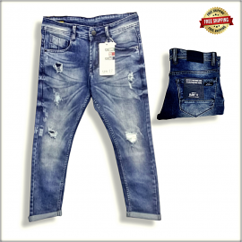 Men Blue Distressed Stretchable Jeans