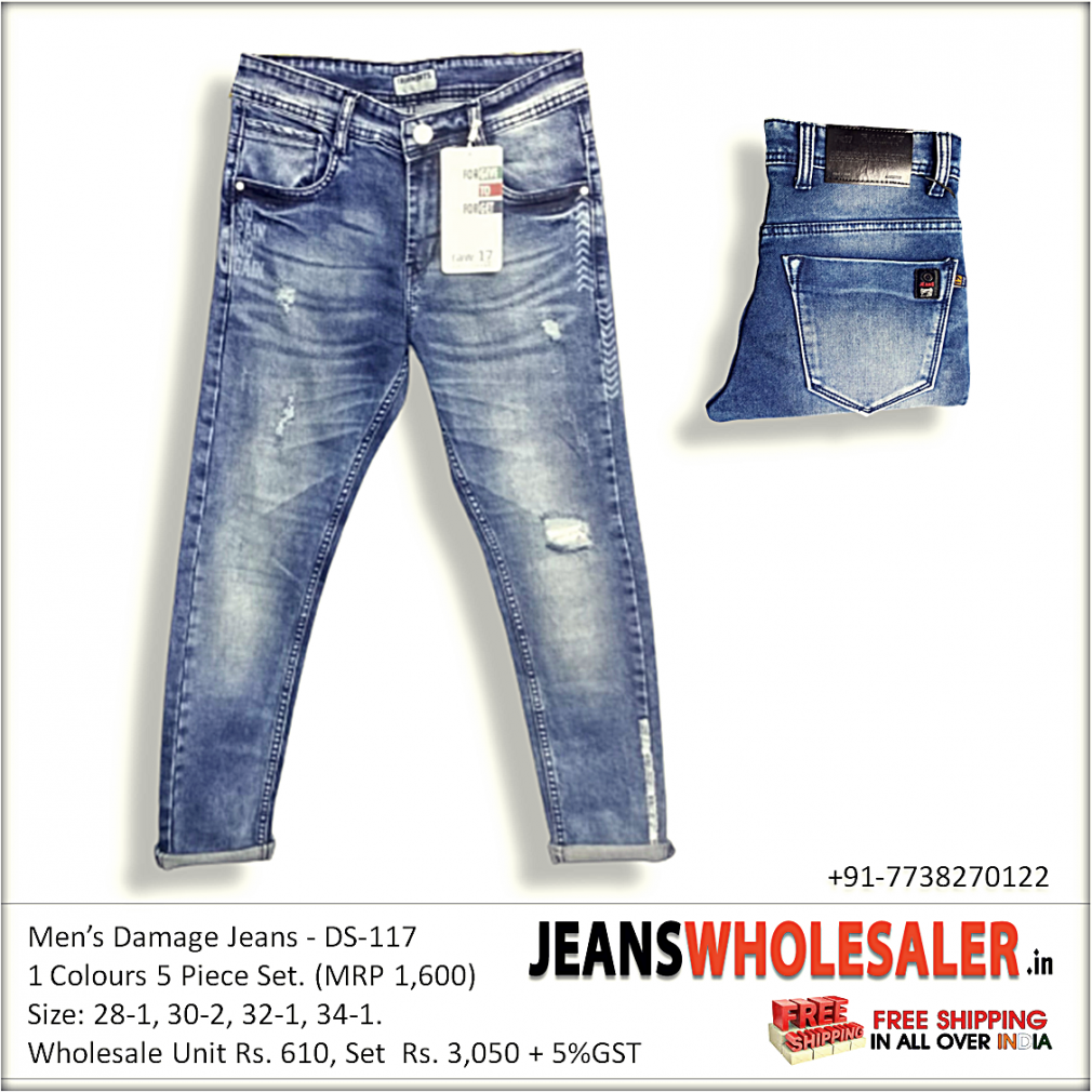 Buy Wholesale Men Blue Mid Rise Mildly Distressed Stretchable Jeans