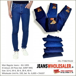 Men Blue Regular Fit Mid Rise Clean Look Jeans