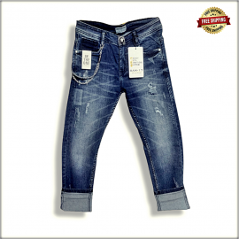 Distressed Stretchable Men Blue Jeans