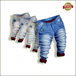 Funky Colour Wrinkled Mens Jeans Wholesale