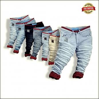 Men Wrinkled Funky Colour Jeans Wholesale Rs. WJ1298