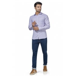 Men White Slim Fit Printed Casual Shirt