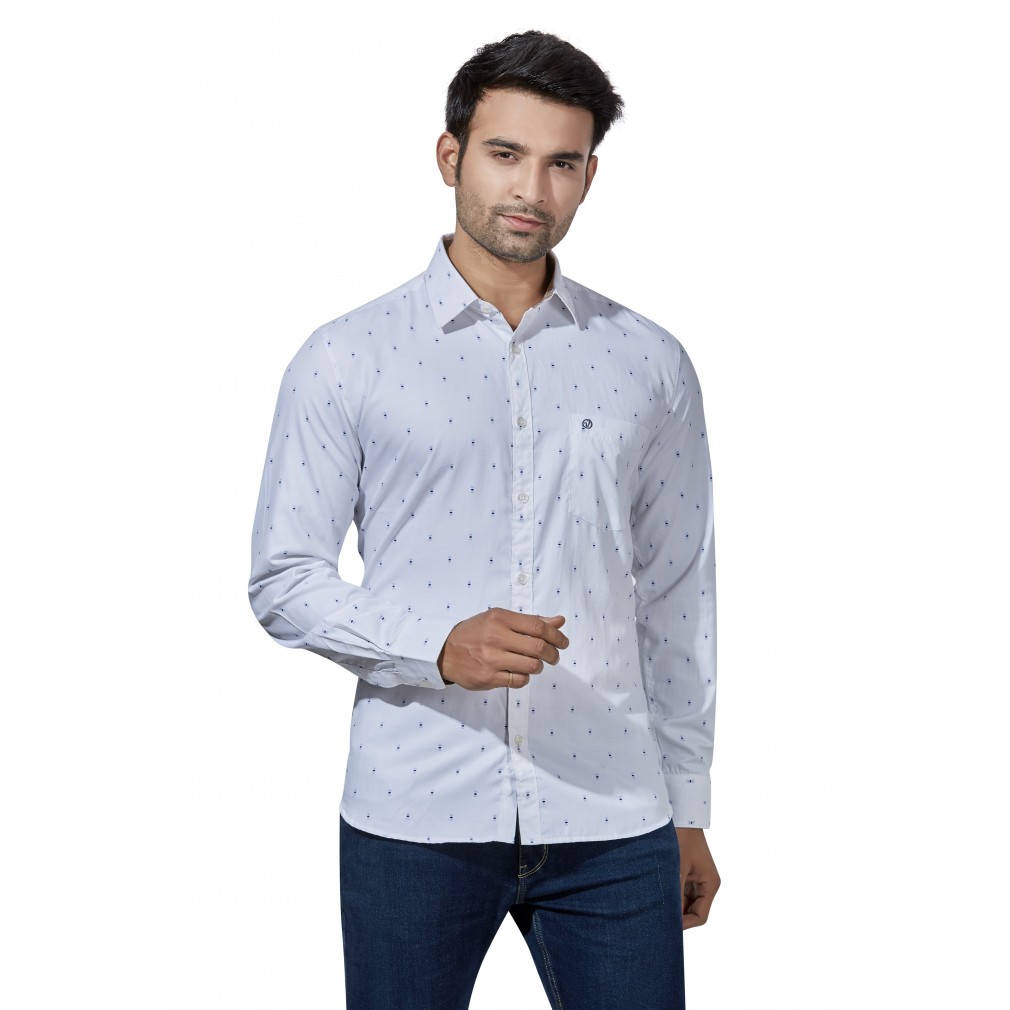 Buy Men White Slim Fit Printed Casual Shirt wholesale Shirts for Men