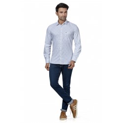 Men White Slim Fit Printed Casual Shirt VR1000