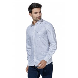 Men White Slim Fit Printed Casual Shirt VR1000