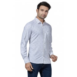 Men White Slim Fit Printed Casual Shirt VR1000