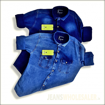 Navy Blue Faded Casual Denim Shirt