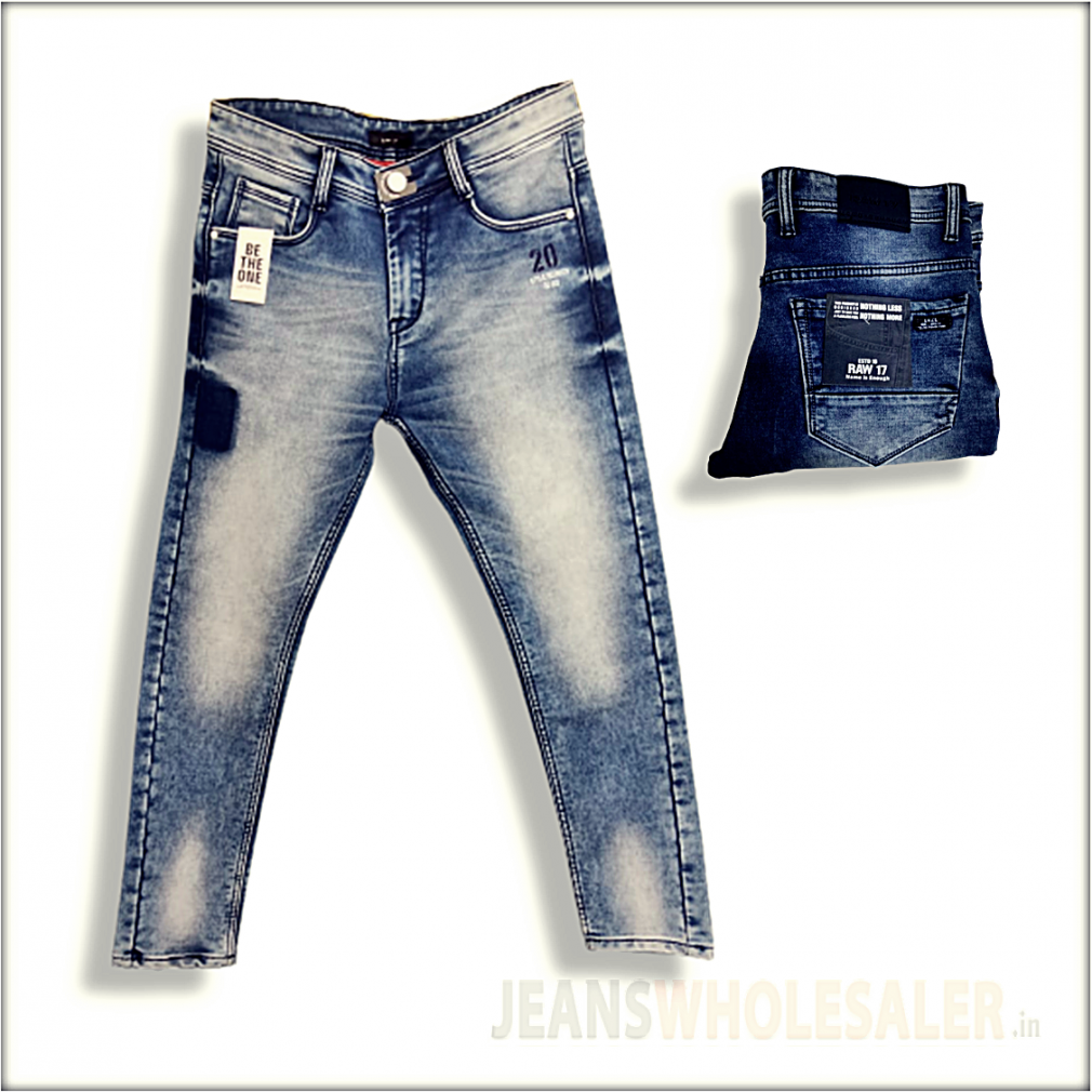 Buy Wholesale Men Mid Rise Repeat Blue Jeans wholesale rs. in india.