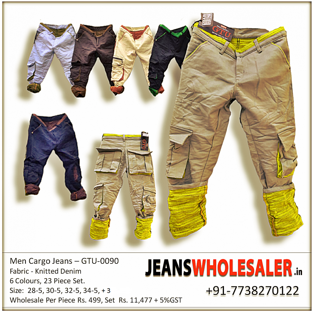 Buy Men Funky Colours Men's 6 Pocket Cargo Pants wholesale Rs. 499